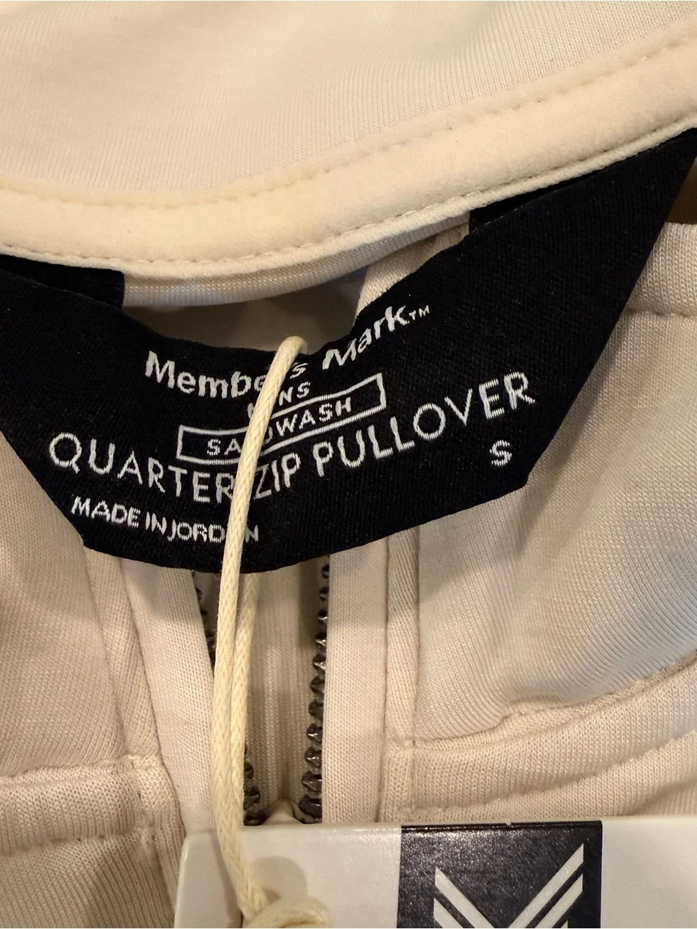 Member’s Mark Men’s Sandwash Quarter Zip Pullover Cream Small NWT